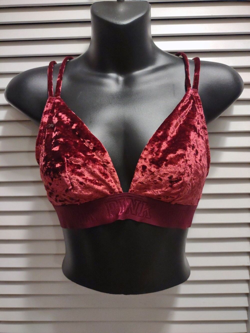 Victoria's Secret PINK Velvet Ultimate Unlined Maroon Light Support Sport Bra M